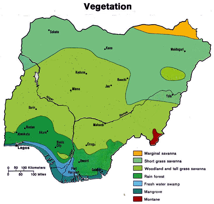 Vegetation map of Nigeria classnotes.ng