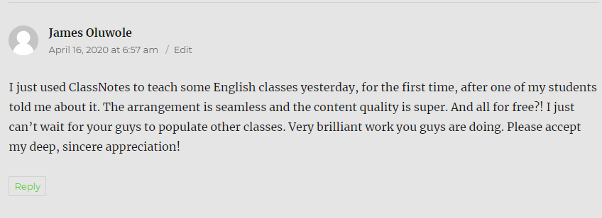 ClassNotes Testimonials
