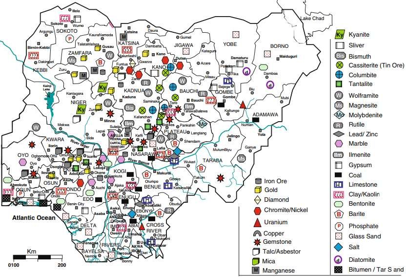 Location of Mineral Resources in Nigeria classnotes.ng