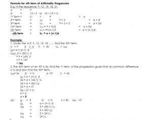 Arithmetic Progression - Class Notes