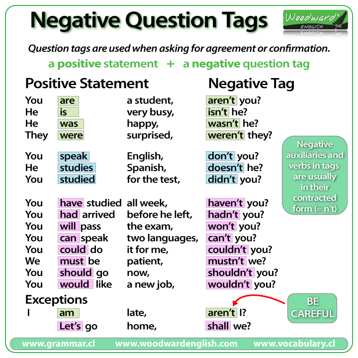 negative questions tag english language clasnotesng