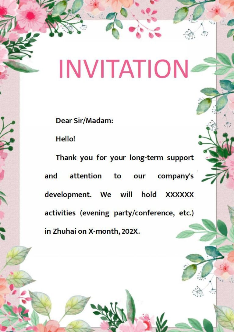 Writing: Letters of Invitation - Class Notes