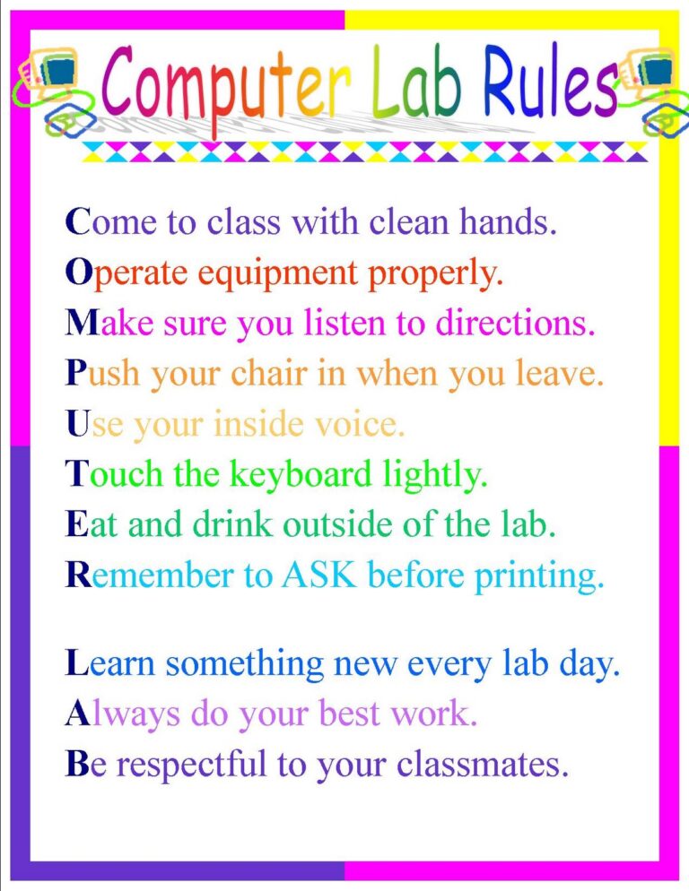 Computer ethics - Computer laboratory rules and regulations - Class Notes